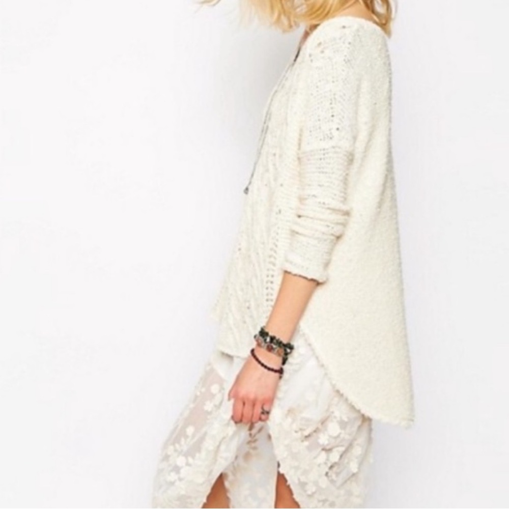 Free People TAUPE Loose Knit Sweater